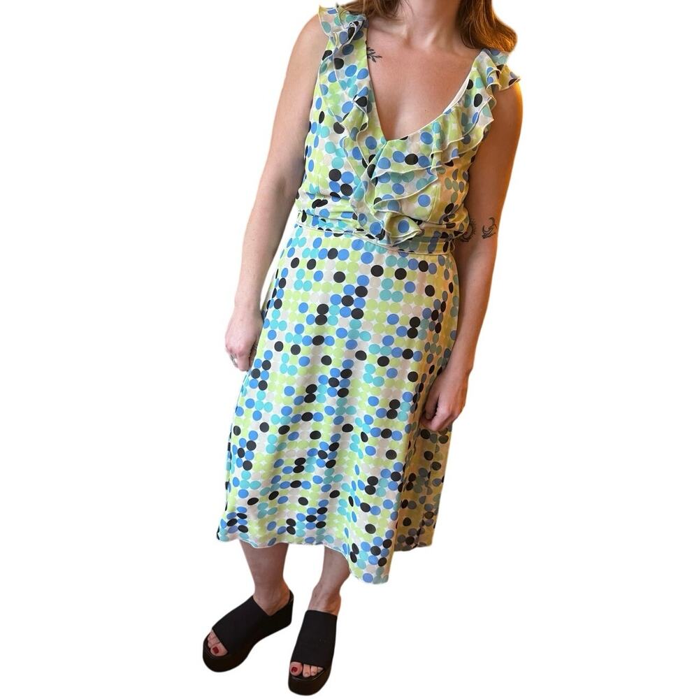 Cato vintage polkadot green dress